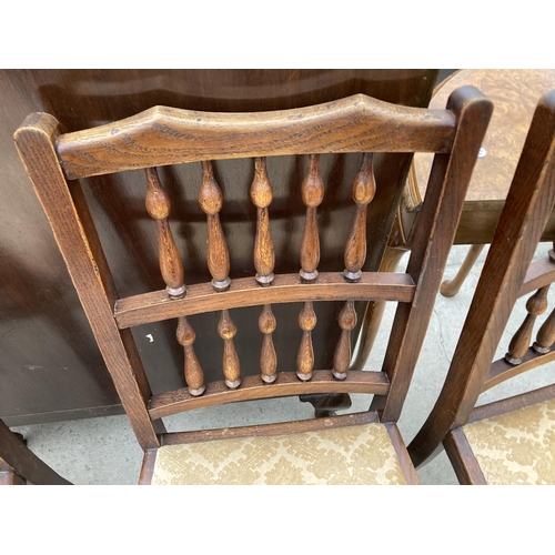 2741 - SIX OAK SPINDLEBACK LANCASHIRE STYLE DINING CHAIRS