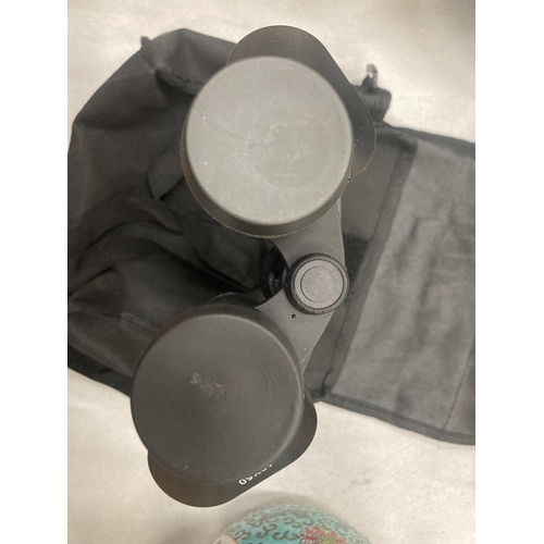 166 - A PAIR OF FIELD BINOCULARS IN A CASE