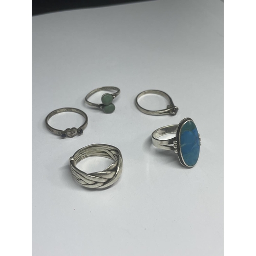 534 - FIVE VARIOUS MARKED SILVER RINGS