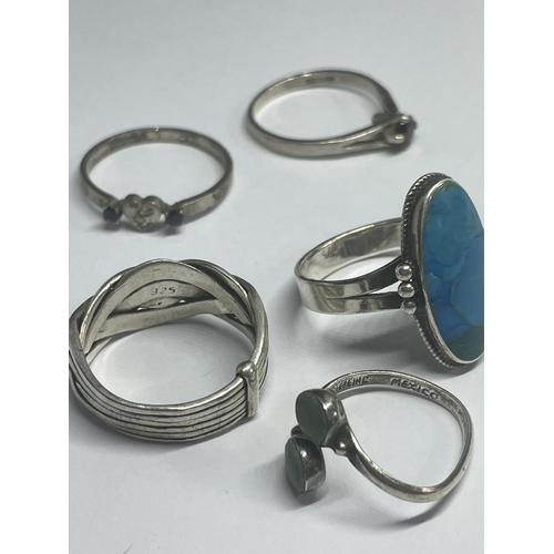 534 - FIVE VARIOUS MARKED SILVER RINGS