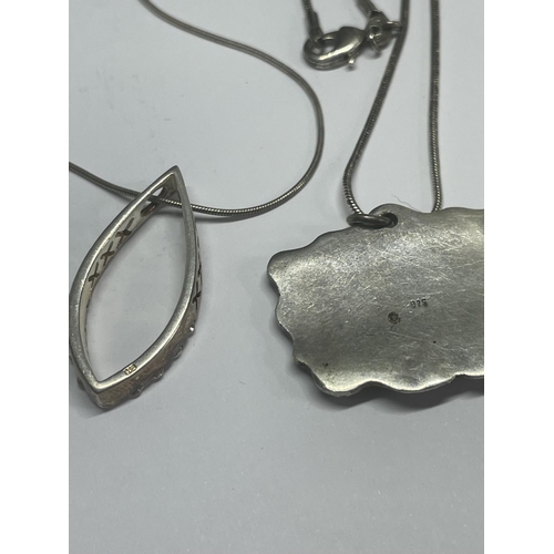 535 - THREE MARKED SILVER NECKLACES AND PENDANTS