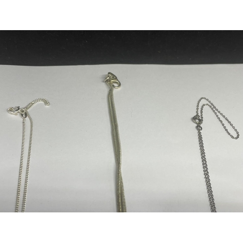 541 - THREE MARKED SILVER NECKLACES WITH PENDANTS