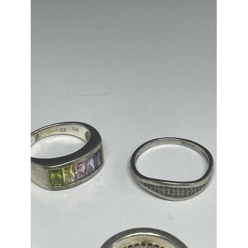 542 - FIVE VARIOUS MARKED SILVER RINGS