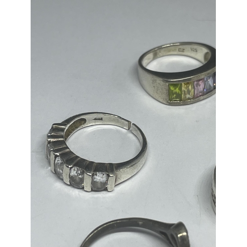 542 - FIVE VARIOUS MARKED SILVER RINGS