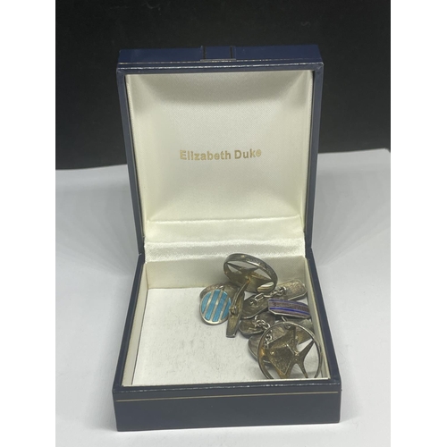 545 - THREE PAIRS OF MARKED SILVER CUFFLINKS IN A PRESENTATION BOX