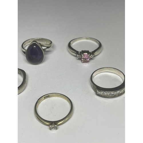 548 - FIVE VARIOUS SILVER RINGS