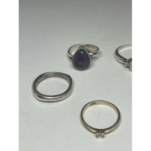 548 - FIVE VARIOUS SILVER RINGS