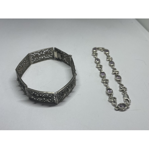 555 - TWO MARKED SILVER BRACELETS