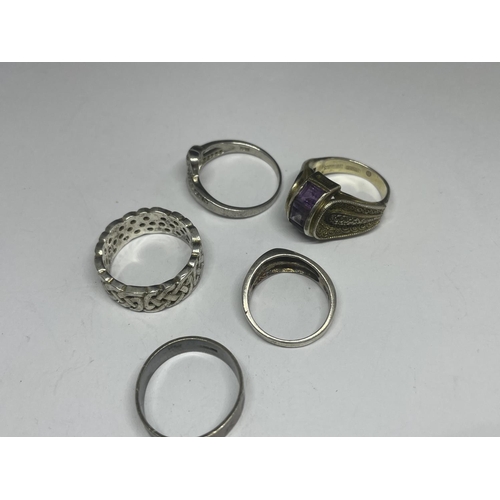 563 - FIVE VARIOUS MARKED SILVER RINGS