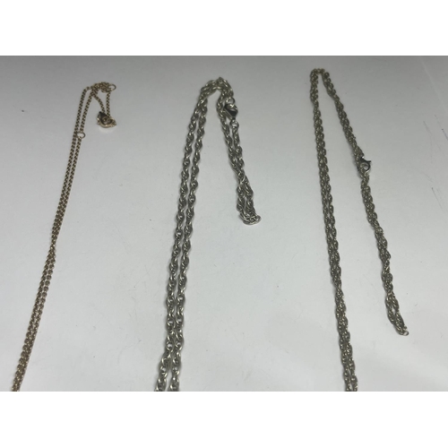 564 - THREE MARKED SILVER NECKLACES WITH PENDANTS