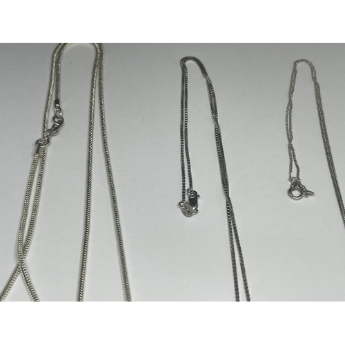 568 - THREE MARKED SILVER NECKLACES WITH PENDANTS