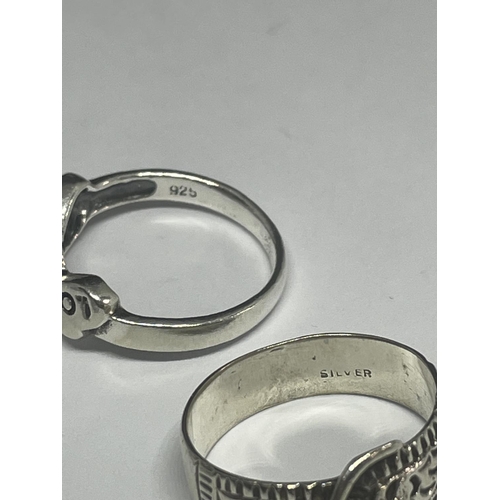 571 - FIVE VARIOUS MARKED SILVER RINGS