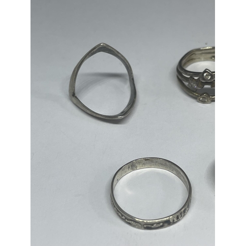 579 - FIVE VARIOUS MARKED SILVER RINGS