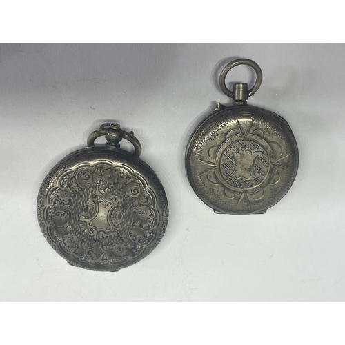 623 - TWO SILVER FOB WATCHES