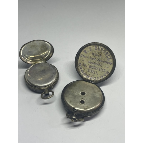 623 - TWO SILVER FOB WATCHES