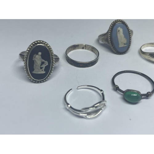 636 - FIVE VARIOUS SILVER RINGS