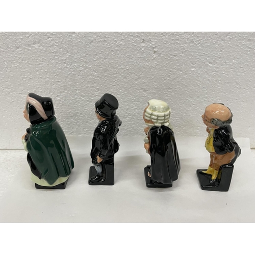 326 - FOUR ROYAL DOULTON DICKENS FIGURES TO INCLUDE BUZFUZ, SAIREY GAMP AND BILL SYKES