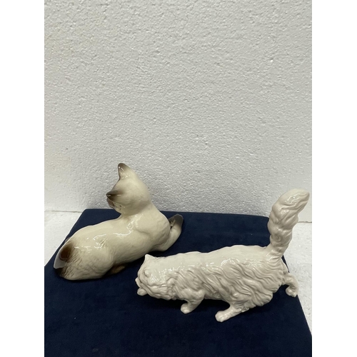 348 - TWO ROYAL DOULTON CATS TO INCLUDE A STALKING WHITE PERSIAN AND A LYING SIAMESE