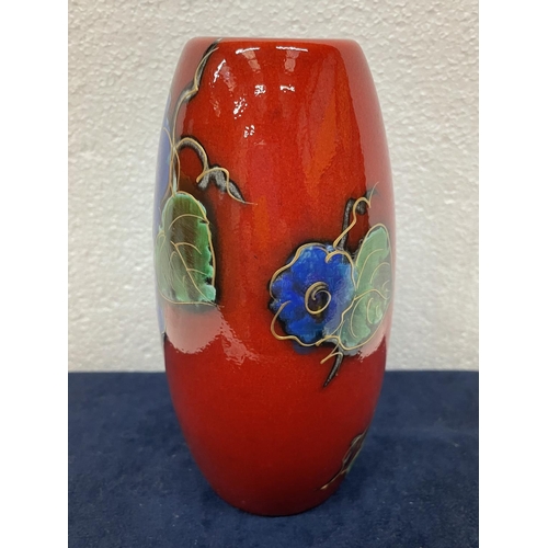 370 - AN ANITA HARRIS HANDPAINTED AND SIGNED IN GOLD VASE MORNING GLORY