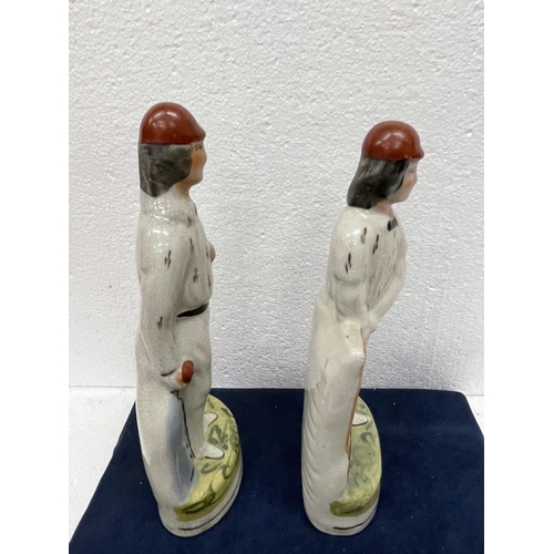 408 - A PAIR OF STAFFORDSHIRE FLAT BACK CRICKETERS