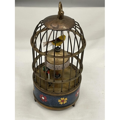 12 - A BRASS BIRD CAGE CLOCK