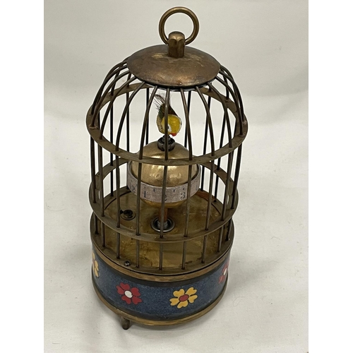 12 - A BRASS BIRD CAGE CLOCK