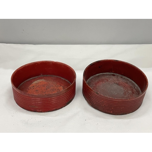 4 - A PAIR OF BELIEVED ENGLISH REGENCY CIRCA 19TH CENTURY WINE COASTERS IN CINNABAR RED LACQUER