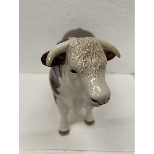 428 - A JOHN BESWICK RED HEREFORD BULL FIGURE