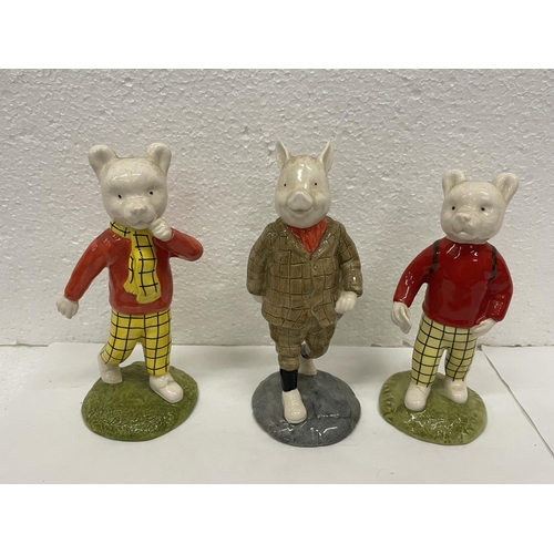 430 - THREE LIMITED EDITION BESWICK RUPERT BEAR FIGURES TO INCLUDE RUPERT NO 396, PODGY PIG NO 396 AND RUP... 