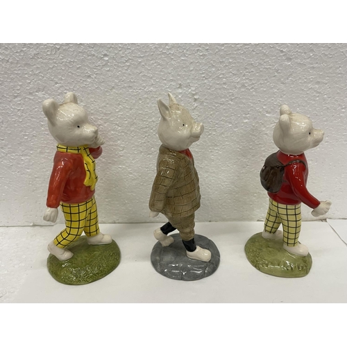 430 - THREE LIMITED EDITION BESWICK RUPERT BEAR FIGURES TO INCLUDE RUPERT NO 396, PODGY PIG NO 396 AND RUP... 