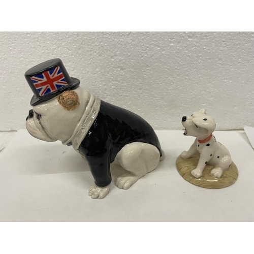 442 - TWO ROYAL DOULTON DOG FIGURES TO INCLUDE THE BRITISH BULLDOG AND 101 DALMATIONS PENNY