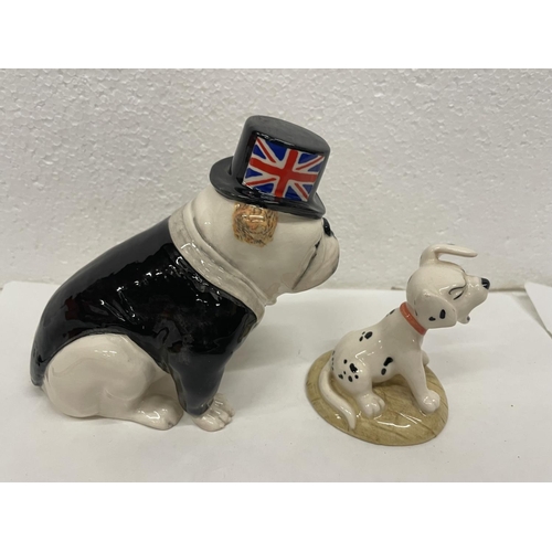 442 - TWO ROYAL DOULTON DOG FIGURES TO INCLUDE THE BRITISH BULLDOG AND 101 DALMATIONS PENNY