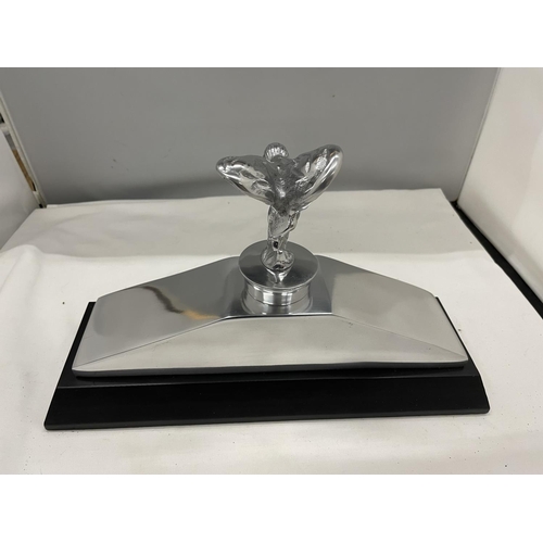 48 - A CHROME ROLLS ROYCE RADIATOR TOP ON A BASE