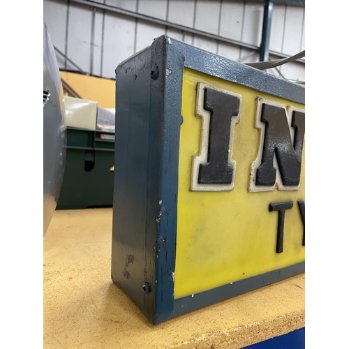 56A - AN INDIA TYRES ILLUMINATED LIGHT BOX SIGN 53CM X 23CM X 10CM