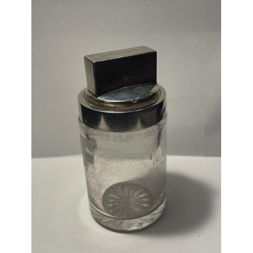 657 - A HALLMARKED BIRMINGHAM SILVER TOPPED GLASS PERFUME BOTTLE