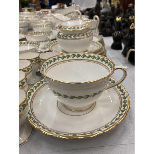 114 - A LARGE QUANTITY OF TUSCAN CHINA PLANT TEAWARE TO INCLUDE TWO TEAPOTS, CREAM JUGS, SUGAR BOWLS, SMAL... 