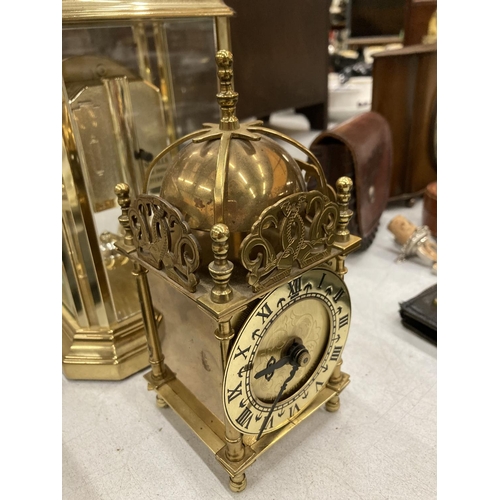 118 - A SEWILL'S ANNIVERSARY CLOCK - NEEDS ATTENTION AND A BRASS VINTAGE STYLE LANTERN CLOCK