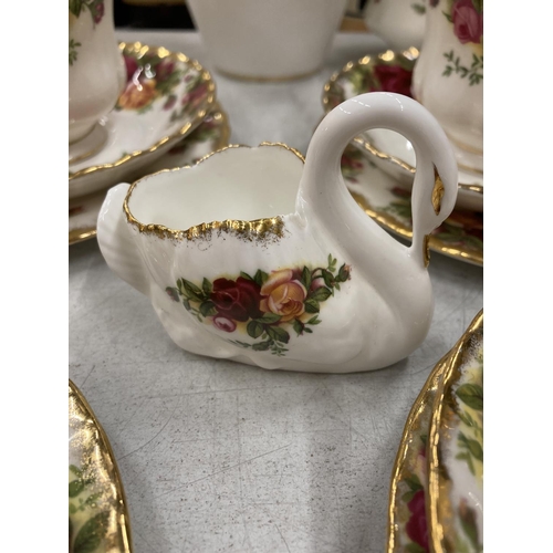 151 - A QUANTITY OF ROYAL ALBERT 'OLD COUNTRY ROSES' TO INCLUDE CUPS, SAUCERS, SIDE PLATES, VASE, CREAM JU... 