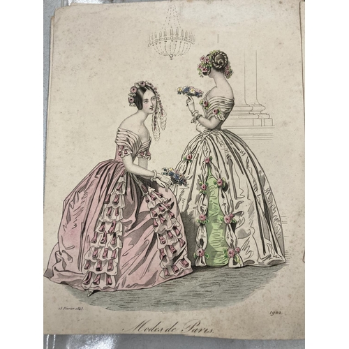 155 - A COLLECTION OF SEVENTEEN 1870'S FASHION PLATES FROM A PARIS FASHION HOUSE