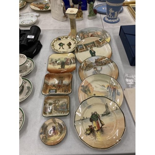 156 - A QUANTITY OF ROYAL DOULTON CERAMIC ITEMS TO INCLUDE DICKENS SERIES WARE PIN TRAYS, PLATES, ETC - 11... 