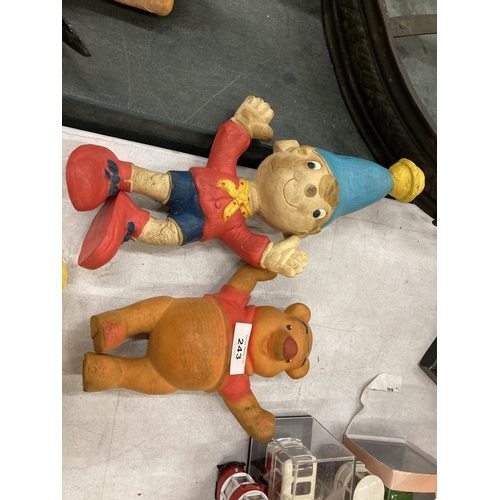 243 - FOUR VINTAGE BENDY TV CHARACTER TOYS TO INCLUDE WINNIE-THE-POOH, PLUTO, NODDY AND FIREMAN SAM