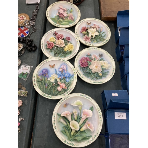 249 - A COLLECTION OF LENA LIU 'BEAUTIFUL GARDENS' CABINET PLATES - 6 IN TOTAL, SOME A/F