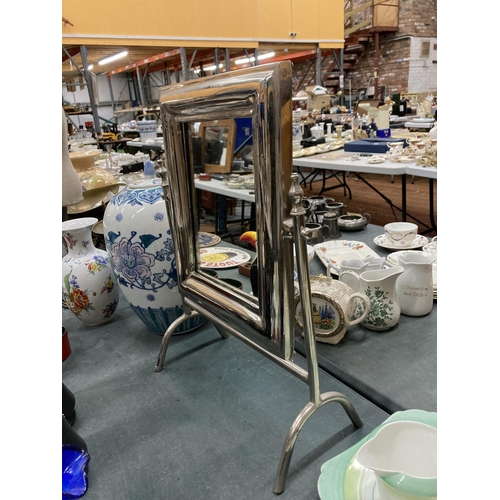 66 - A VINTAGE CHROME SWING MIRROR HEIGHT 47CM, WIDTH 33CM