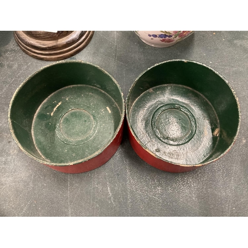 68 - A PAIR OF BELIEVED ENGLISH REGENCY CIRCA 19TH CENTURY WINE COASTERS IN CINNABAR RED LACQUER