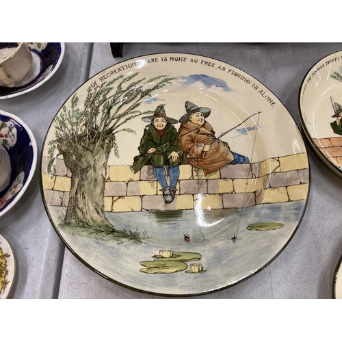 94 - FIVE PIECES OF ROYAL DOULTON 'GALLANT FISHERS' SERIES WARE TO INCLUDE A 27CM PLATE, A FLUTED PLATE P... 