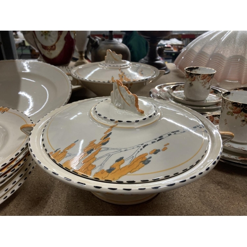 783 - A QUANTITY OF ART DECO BURLEIGHWARE TO INCLUDE PLATES, SERVING PLATTERS, TUREENS, ETC