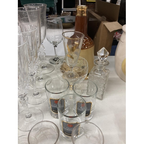 797 - A QUANTITY OF GLASSES TO INCLUDE CHAMPAGNE FLUTES, WINE, BRANDY, PORT, ETC