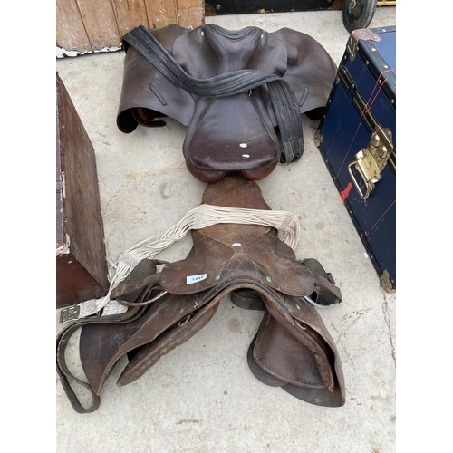 1449 - TWO VINTAGE LEATHER HORSE SADDLES