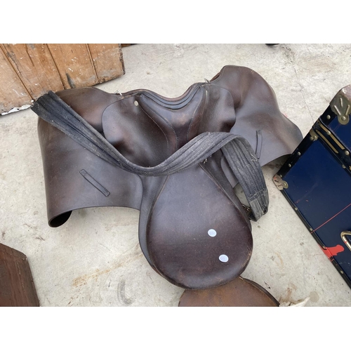 1449 - TWO VINTAGE LEATHER HORSE SADDLES