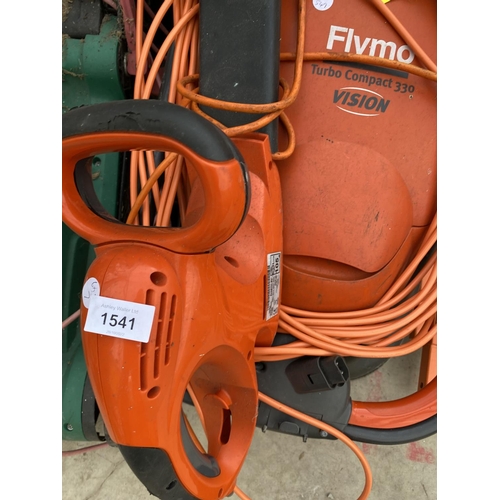 1541 - A FLYMO ELECTRIC STRIMMER, A FLYMO ELECTRIC LAWN MOWER AND ELECTRIC HEDGE TRIMMER